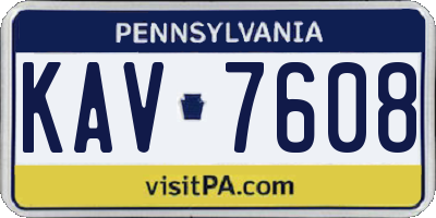 PA license plate KAV7608