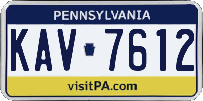 PA license plate KAV7612