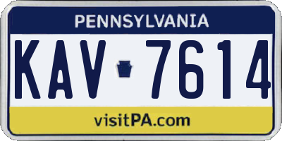 PA license plate KAV7614