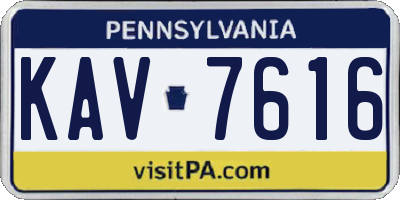 PA license plate KAV7616