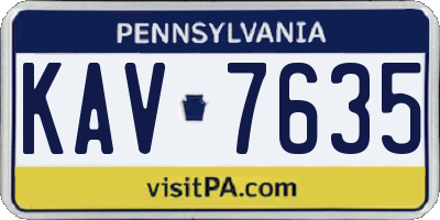 PA license plate KAV7635