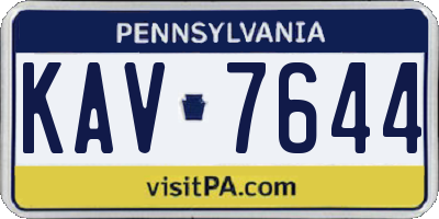PA license plate KAV7644