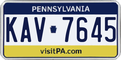 PA license plate KAV7645