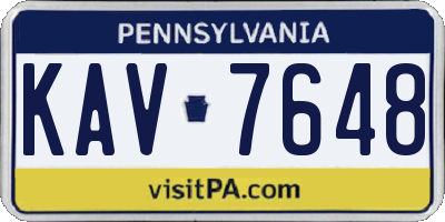 PA license plate KAV7648