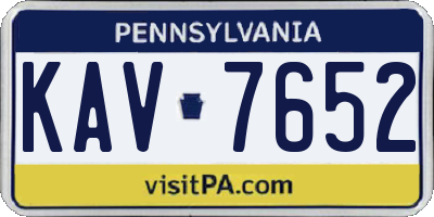 PA license plate KAV7652
