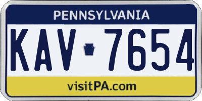PA license plate KAV7654
