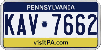 PA license plate KAV7662