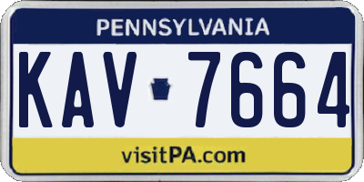 PA license plate KAV7664
