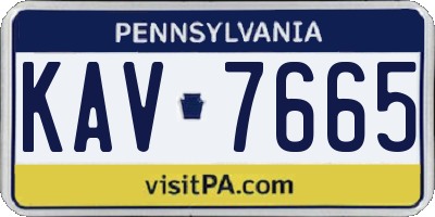 PA license plate KAV7665