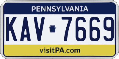 PA license plate KAV7669