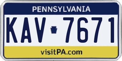 PA license plate KAV7671