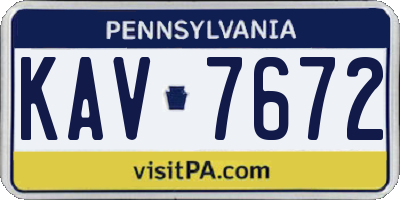 PA license plate KAV7672