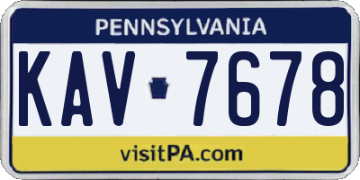 PA license plate KAV7678