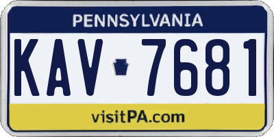 PA license plate KAV7681