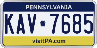 PA license plate KAV7685