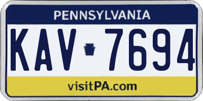 PA license plate KAV7694