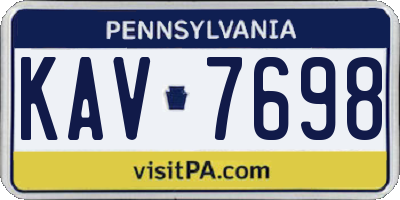 PA license plate KAV7698
