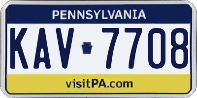 PA license plate KAV7708