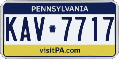 PA license plate KAV7717