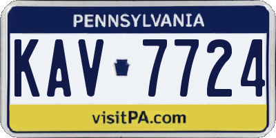 PA license plate KAV7724