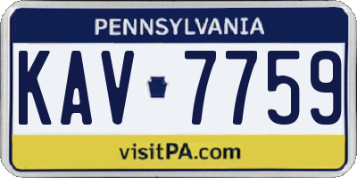 PA license plate KAV7759