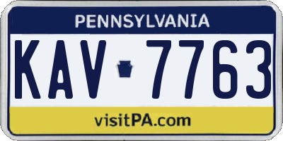 PA license plate KAV7763
