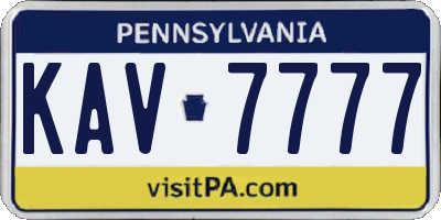 PA license plate KAV7777