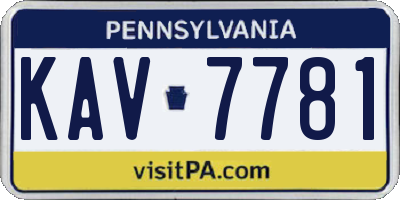PA license plate KAV7781