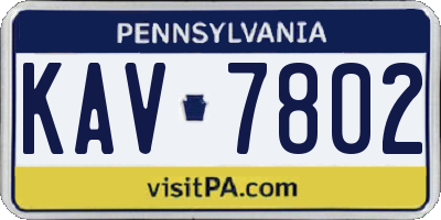PA license plate KAV7802