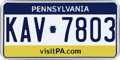 PA license plate KAV7803