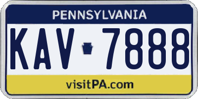 PA license plate KAV7888