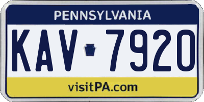 PA license plate KAV7920