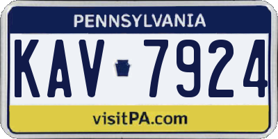 PA license plate KAV7924