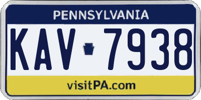 PA license plate KAV7938