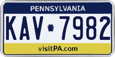 PA license plate KAV7982