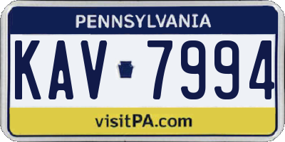 PA license plate KAV7994