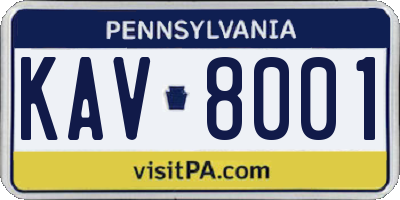 PA license plate KAV8001