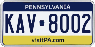PA license plate KAV8002