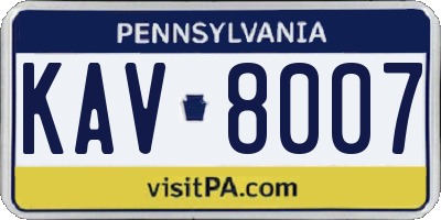 PA license plate KAV8007