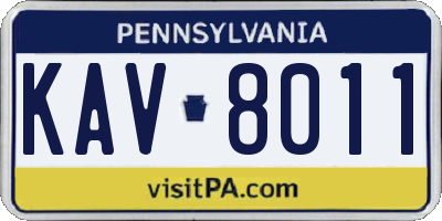 PA license plate KAV8011