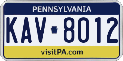 PA license plate KAV8012