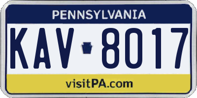 PA license plate KAV8017