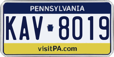 PA license plate KAV8019