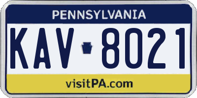 PA license plate KAV8021