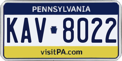 PA license plate KAV8022