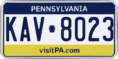 PA license plate KAV8023