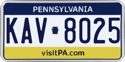 PA license plate KAV8025