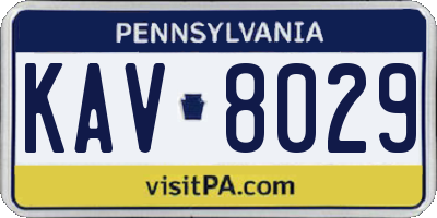 PA license plate KAV8029