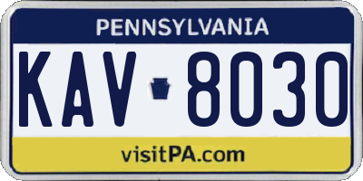 PA license plate KAV8030