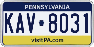 PA license plate KAV8031